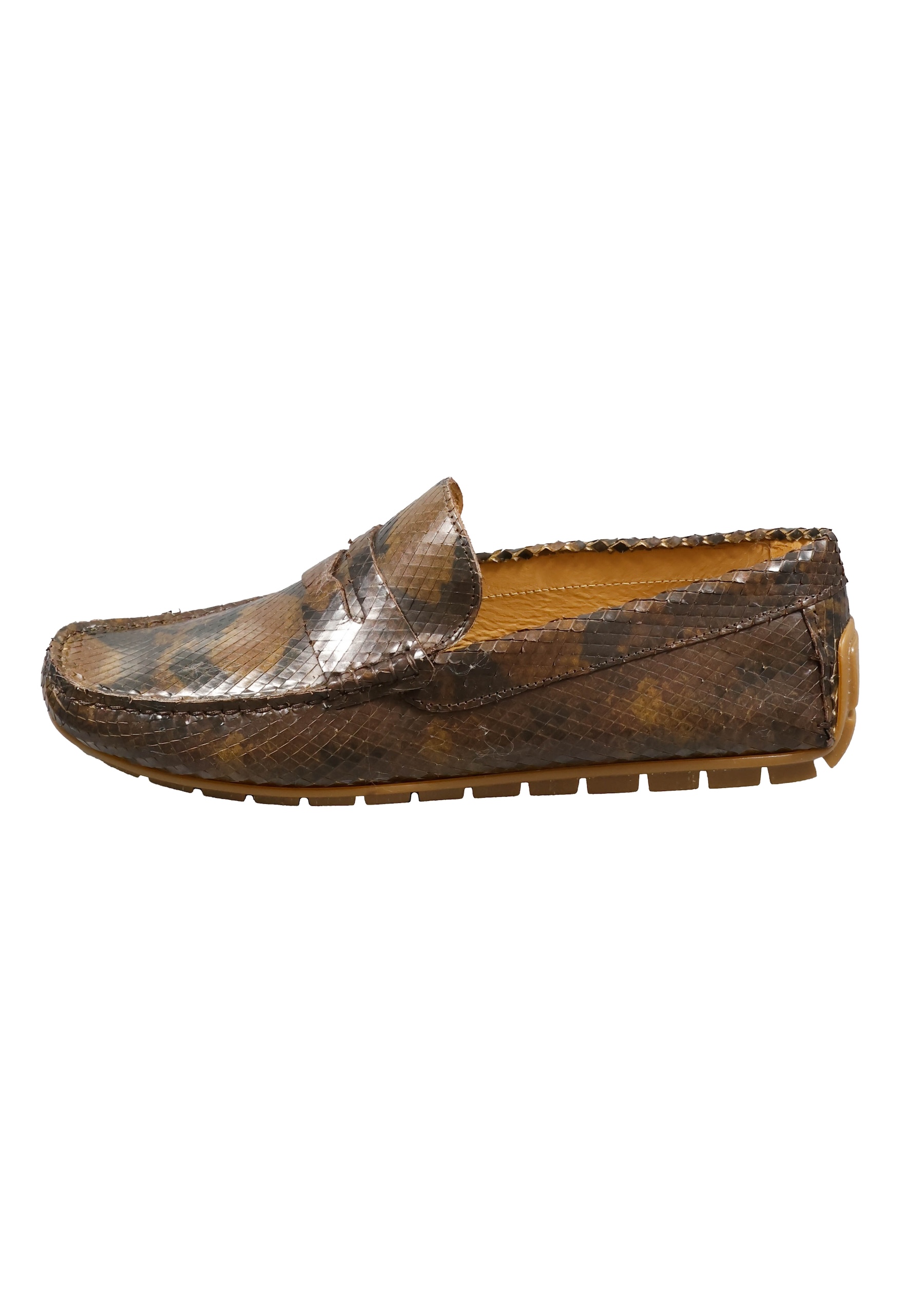 Original Italienische Loafers Reptilienmuster braun Leder Herren A672