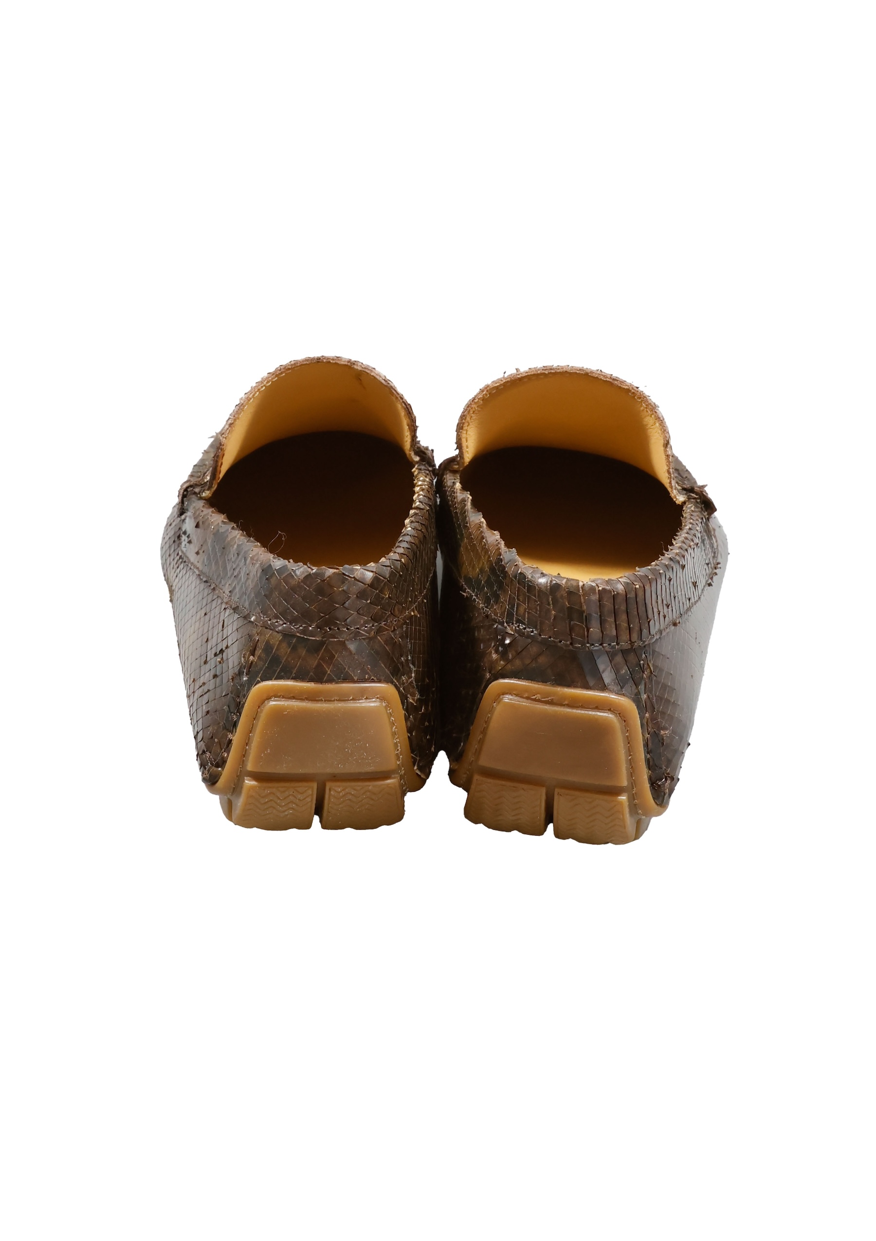 Original Italienische Loafers Reptilienmuster braun Leder Herren A672 – Bild 2
