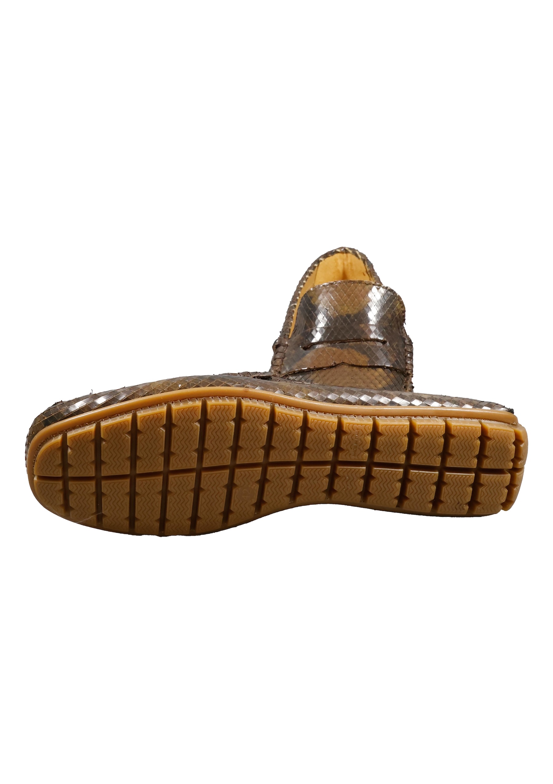 Original Italienische Loafers Reptilienmuster braun Leder Herren A672 – Bild 5