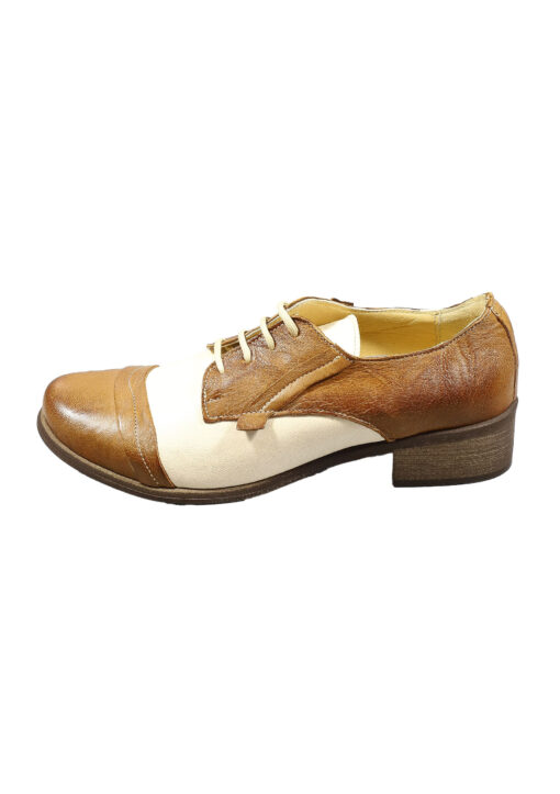 Original Italienische Cityschuhe Braun/Beige Leder Damen B605