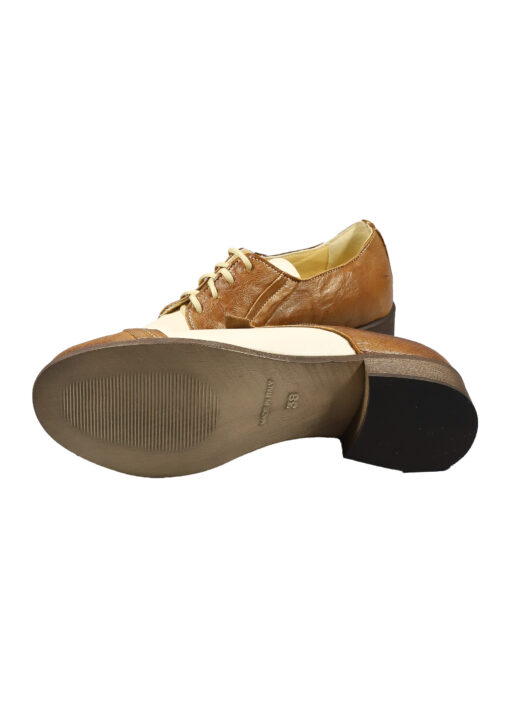 Original Italienische Cityschuhe Braun/Beige Leder Damen B605 – Bild 3