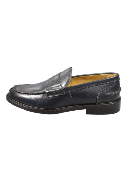 Original Italienische Loafers Blau Leder Herren A655