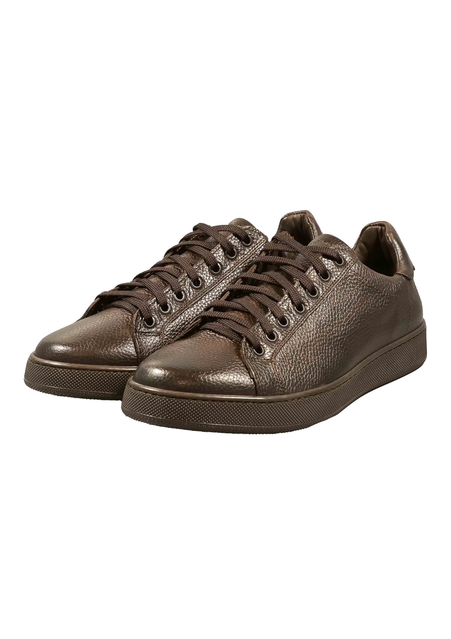 Original Italienische Sneakers Dunkelbraun Leder Herren A702 – Bild 4