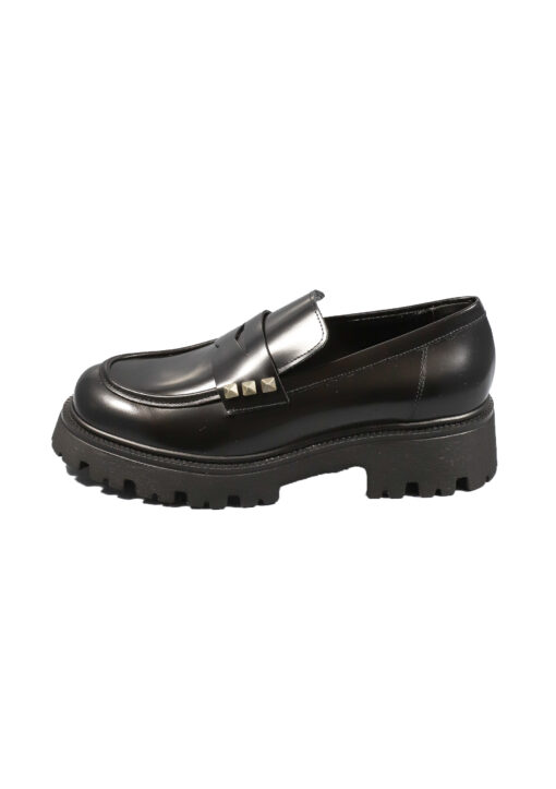 Original Italienische Cityschuhe Schwarz Leder Damen B632