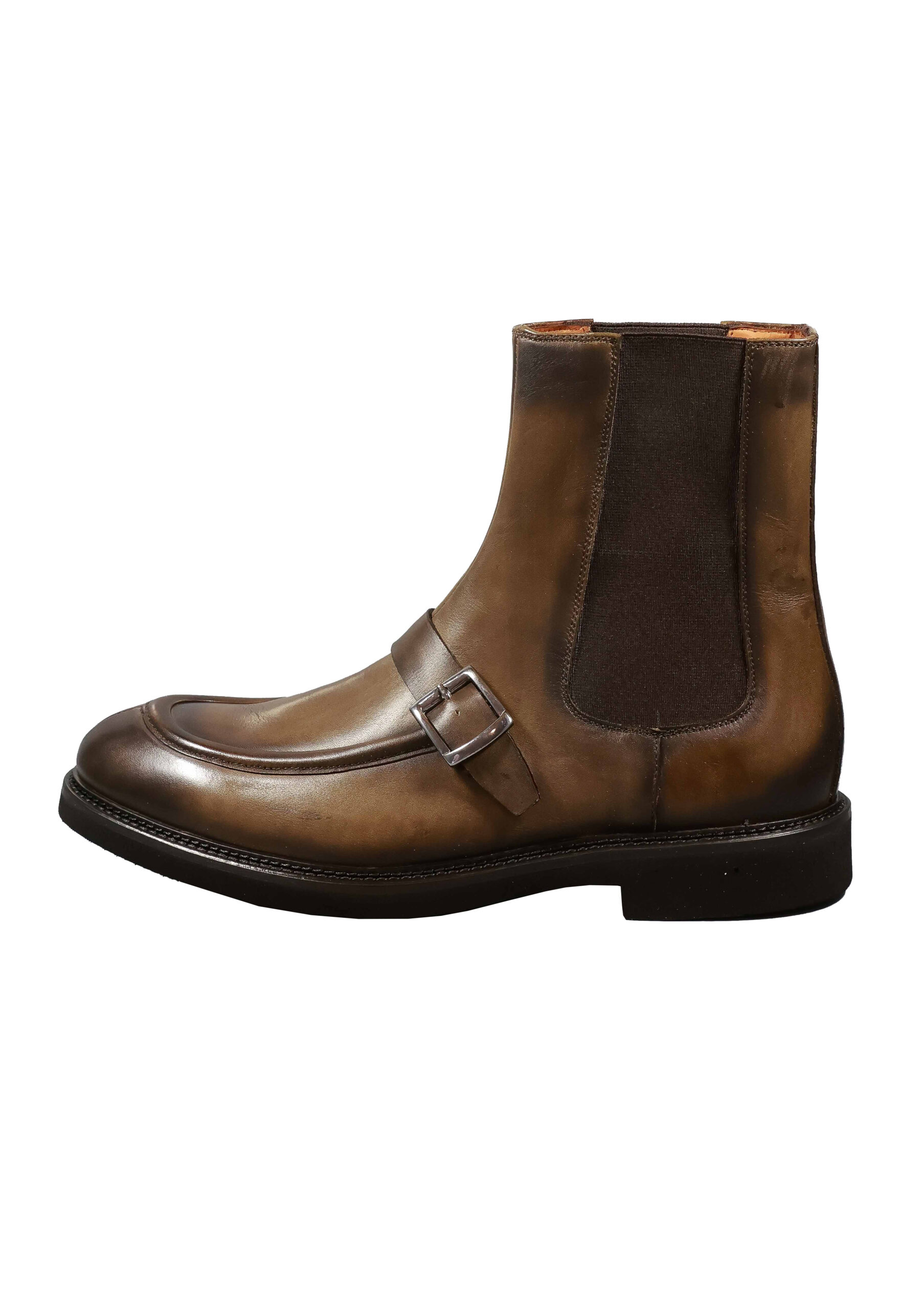 Original Italienische Stiefeletten Braun Leder Herren A716