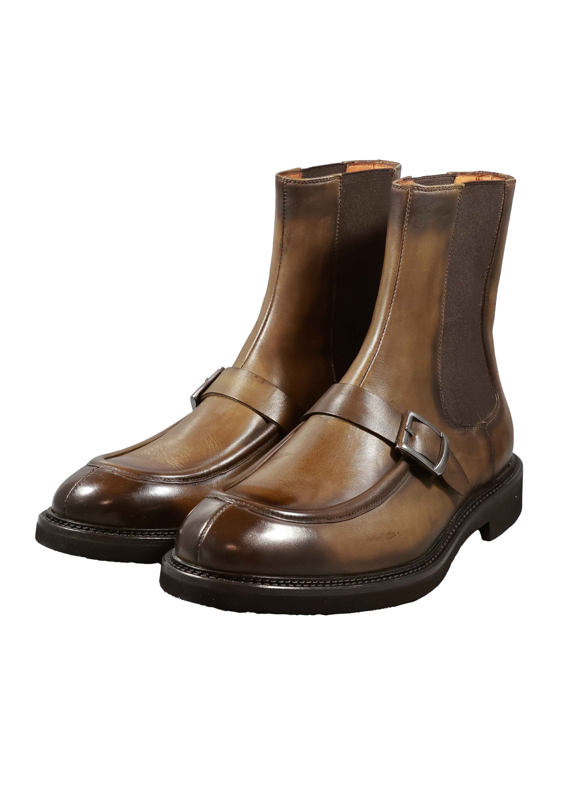 Original Italienische Stiefeletten Braun Leder Herren A716 – Bild 4