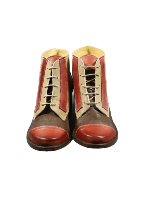 Alternative view of Original Italienische Cityschuhe Beige/Braun/Rot Leder Damen B614