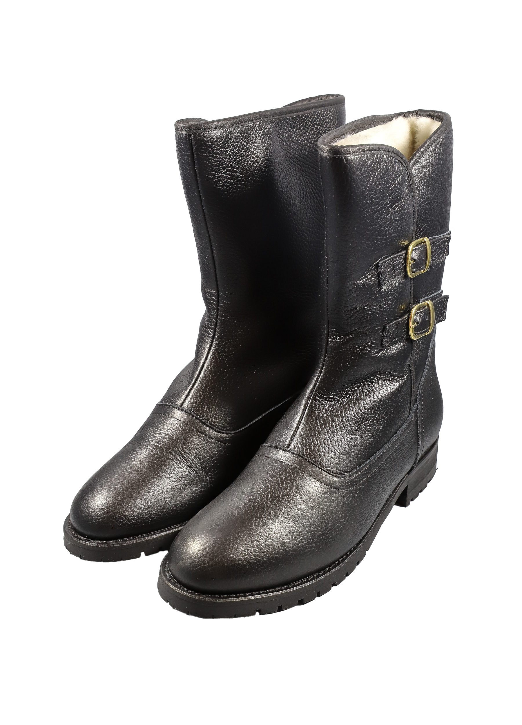 Original Italienische Stiefeletten Schwarz Leder Damen B637 – Bild 2