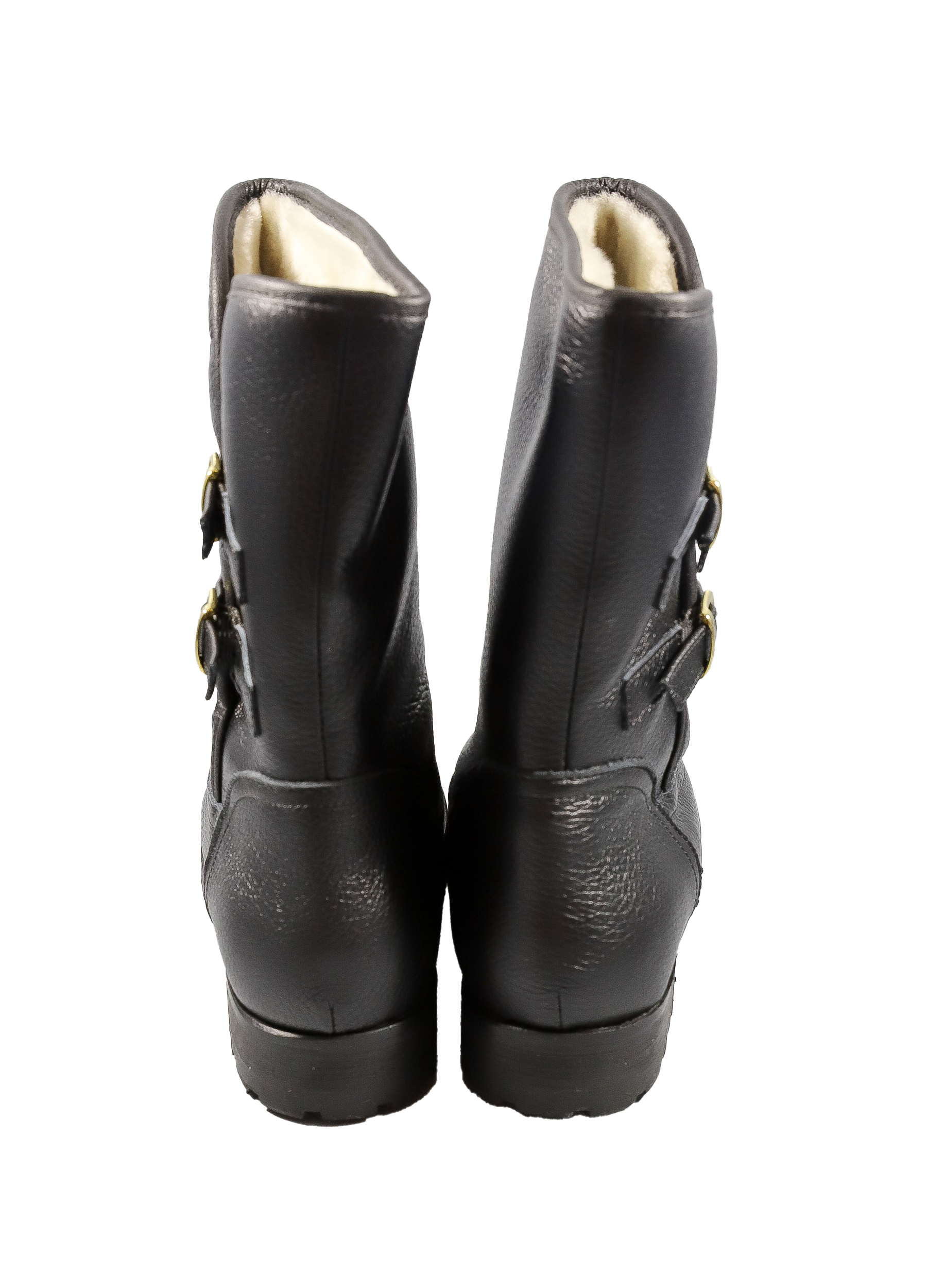 Original Italienische Stiefeletten Schwarz Leder Damen B637 – Bild 4