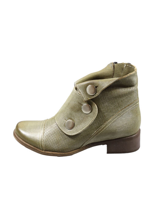 Original Italienische Stiefeletten Grün Leder Damen B612