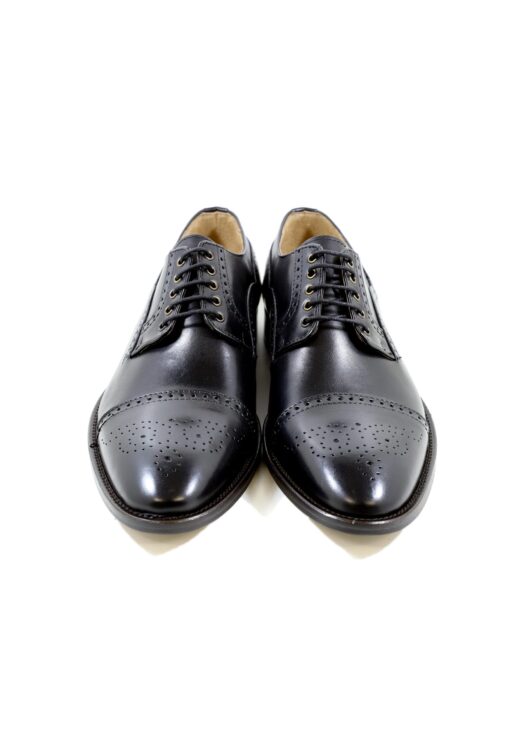 Original italienische Anzugsschuhe Schwarz Leder Herren SH89 - Image 3