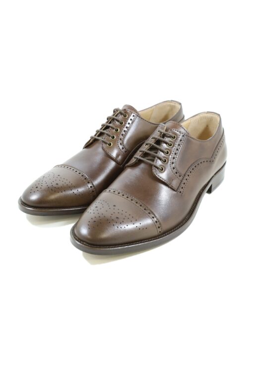 Original italienische Anzugsschuhe Dunkelbraun Leder Herren SH73 - Image 4